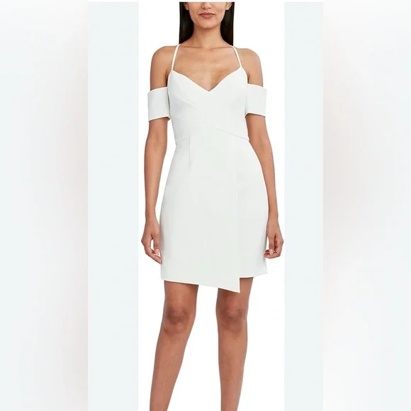 bcbg white asymmetrical dress Bcbgmaxazria Metallic-Trim Wrap Dress